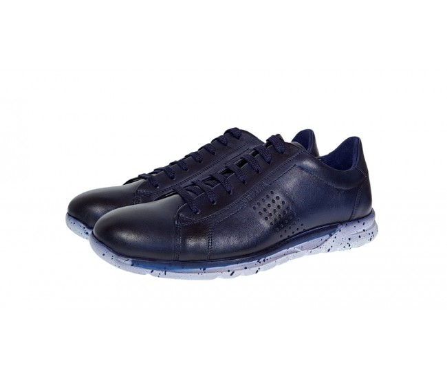 Pantofi casual barbati din piele naturala bleumarin 397BL