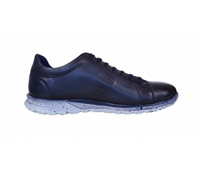 Pantofi casual barbati din piele naturala bleumarin 397BL