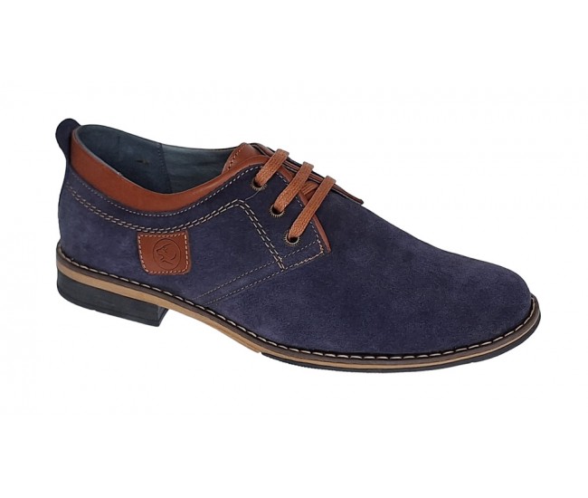 Oferta marimea 40, 41 Pantofi barbati casual din piele naturala bleumarin 410BLEU