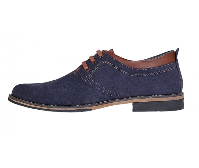 Oferta marimea 40, 41 Pantofi barbati casual din piele naturala bleumarin 410BLEU