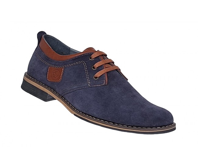 Oferta marimea 40 Pantofi barbati casual din piele naturala bleumarin 410BLEU