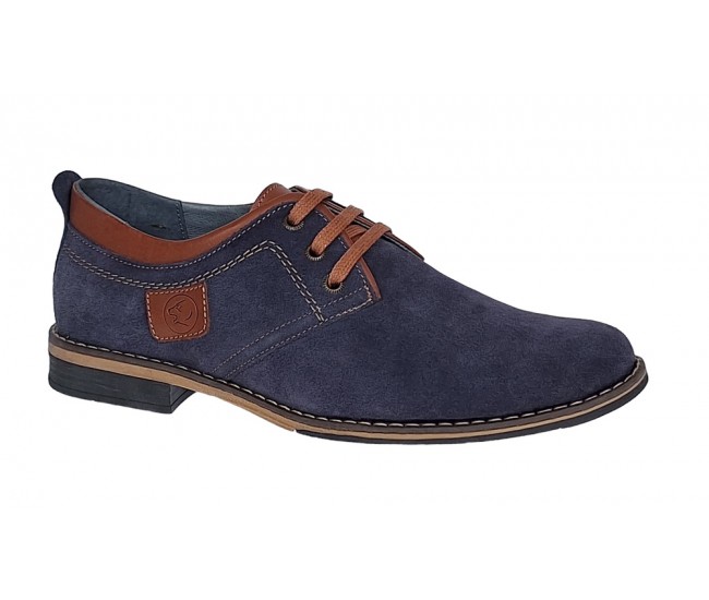 Oferta marimea 40, 41 Pantofi barbati casual din piele naturala bleumarin 410BLEU