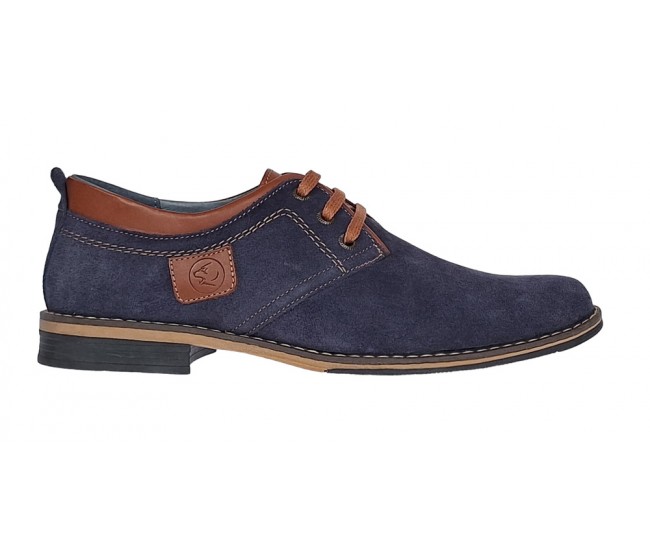 Oferta marimea 40 Pantofi barbati casual din piele naturala bleumarin 410BLEU