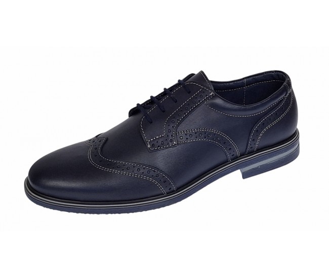 Marimea 41 Pantofi barbati casual din piele naturala bleumarin 411BLMBOX