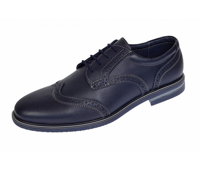 Marimea 41 Pantofi barbati casual din piele naturala bleumarin 411BLMBOX