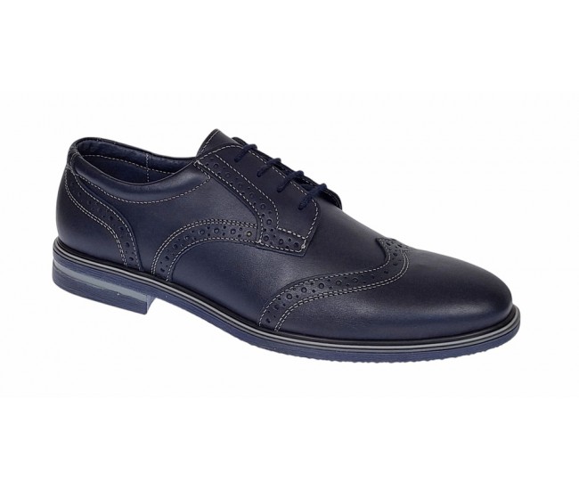 Marimea 41 Pantofi barbati casual din piele naturala bleumarin 411BLMBOX