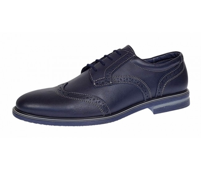 Marimea 41 Pantofi barbati casual din piele naturala bleumarin 411BLMBOX