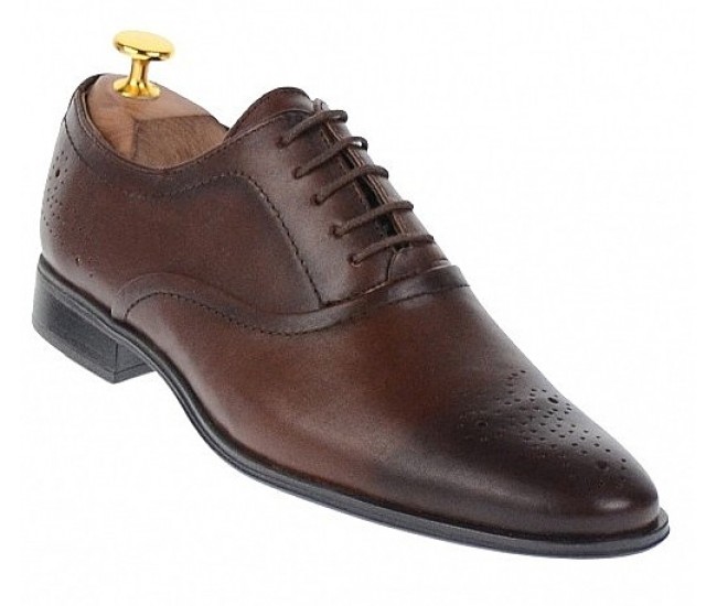 Pantofi barbati oxford, eleganti din piele naturala, maro - 585MARO