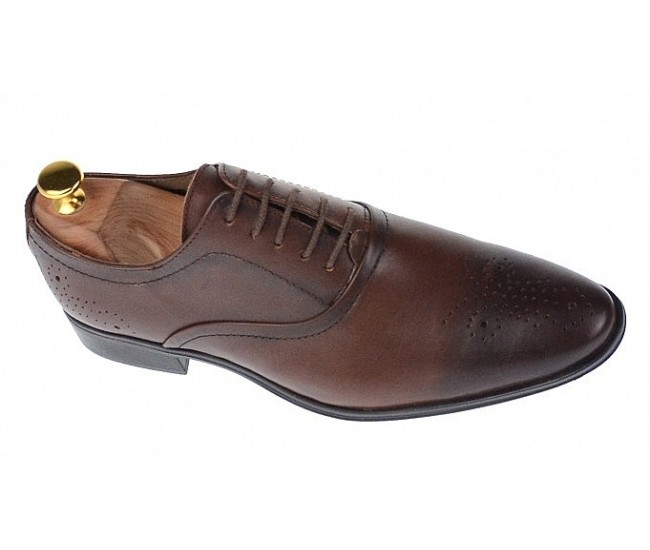 Pantofi barbati oxford, eleganti din piele naturala, maro - 585MARO