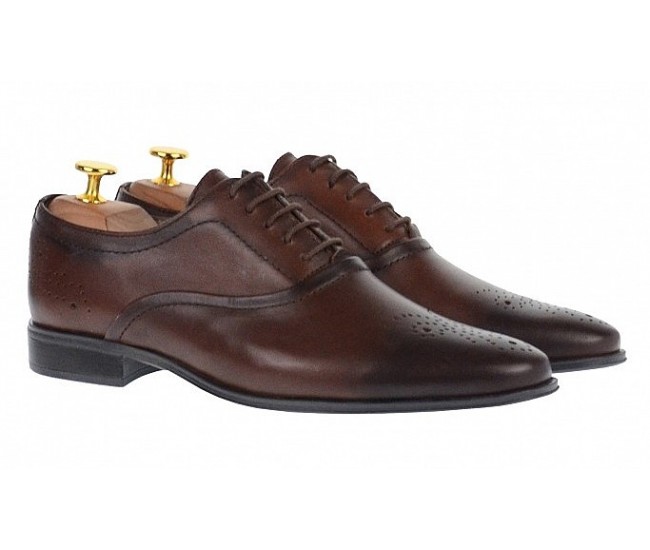 Pantofi barbati oxford, eleganti din piele naturala, maro - 585MARO