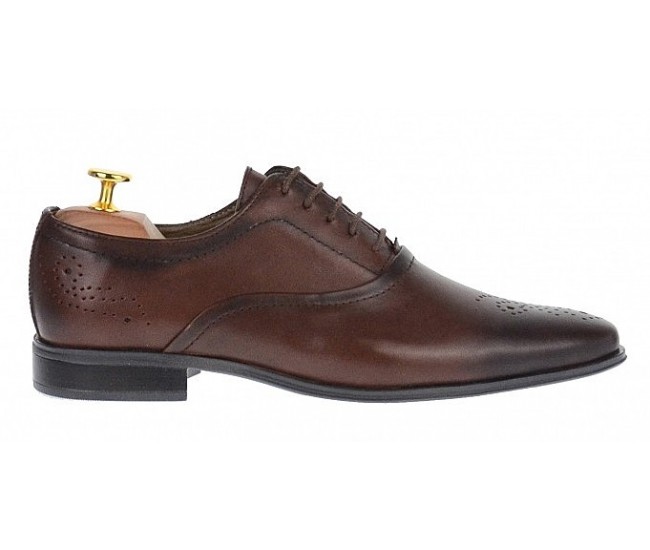 Pantofi barbati oxford, eleganti din piele naturala, maro - 585MARO