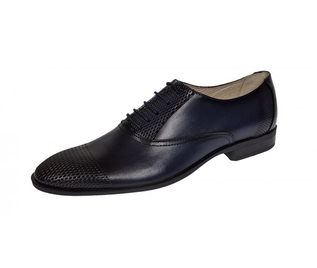 Pantofi barbati eleganti din piele naturala bleumarin, Lux Class - 724BLM