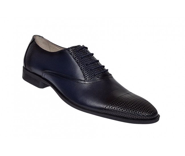 Pantofi barbati eleganti din piele naturala bleumarin, Lux Class - 724BLM