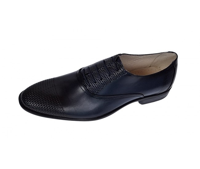 Pantofi barbati eleganti din piele naturala bleumarin, Lux Class - 724BLM