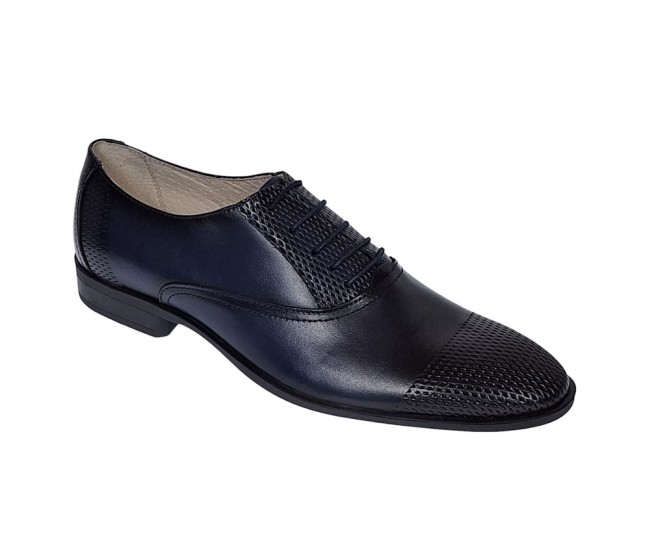 Pantofi barbati eleganti din piele naturala bleumarin, Lux Class - 724BLM