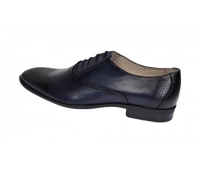 Pantofi barbati eleganti din piele naturala bleumarin, Lux Class - 724BLM