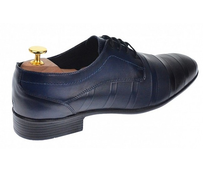 OFERTA MARIMEA 40,43 - Pantofi barbati eleganti din piele naturala bleumarin Dyany Shoes - 745BLM