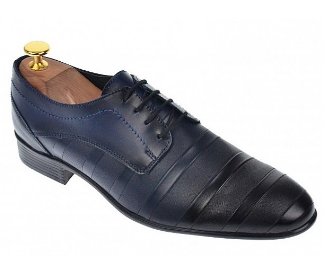 OFERTA MARIMEA 40,43 - Pantofi barbati eleganti din piele naturala bleumarin Dyany Shoes - 745BLM