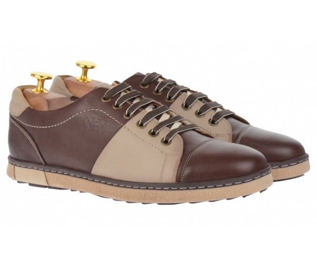 Pantofi barbati casual, sport din piele naturala maro - 747M