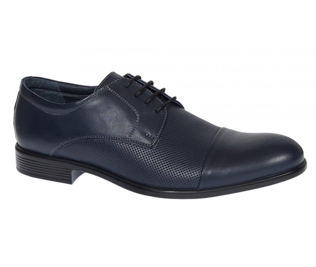 Pantofi barbati office eleganti din piele naturala bleumarin  8305BLUE