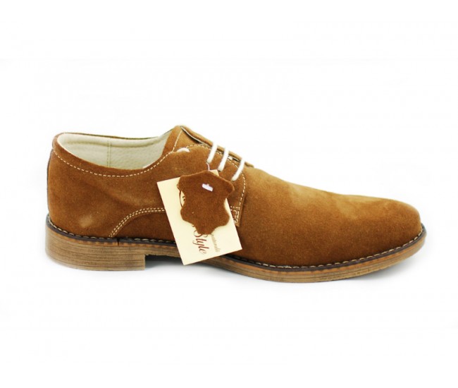 Pantofi maro barbati casual - eleganti din piele naturala intoarsa 855CAMEL