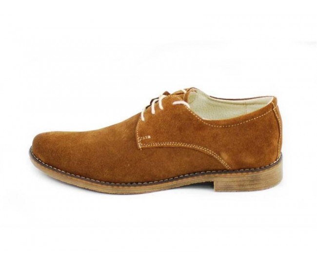 Pantofi maro barbati casual - eleganti din piele naturala intoarsa 855CAMEL