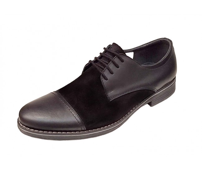 Pantofi barbati casual din piele naturala, Negru - 858NN