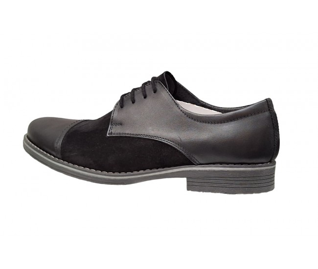 Pantofi barbati casual din piele naturala, Negru - 858NN