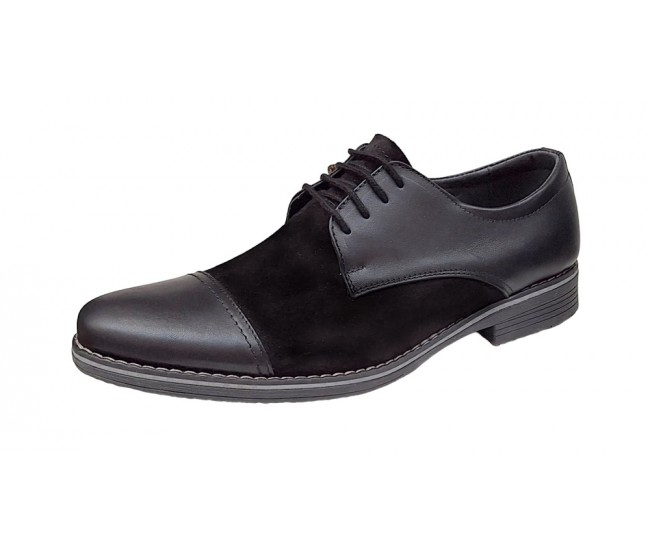 Pantofi barbati casual din piele naturala, Negru - 858NN