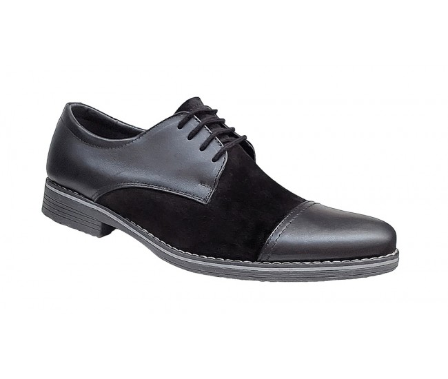 Pantofi barbati casual din piele naturala, Negru - 858NN