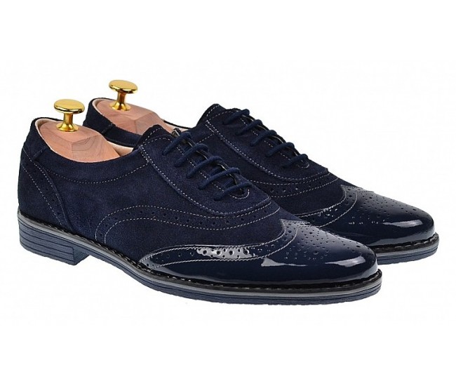 Pantofi barbati eleganti din piele naturala, bleumarin, 870LVBLM