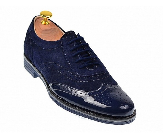 Pantofi barbati eleganti din piele naturala, bleumarin, 870LVBLM