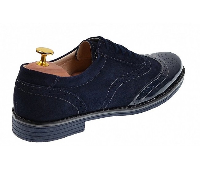 Pantofi barbati eleganti din piele naturala, bleumarin, 870LVBLM