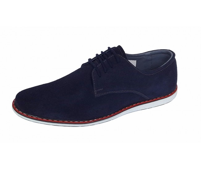 Pantofi barbati casual din piele naturala intoarsa bleumarin 881BLMVEL