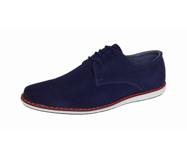 Pantofi barbati casual din piele naturala intoarsa bleumarin 881BLMVEL