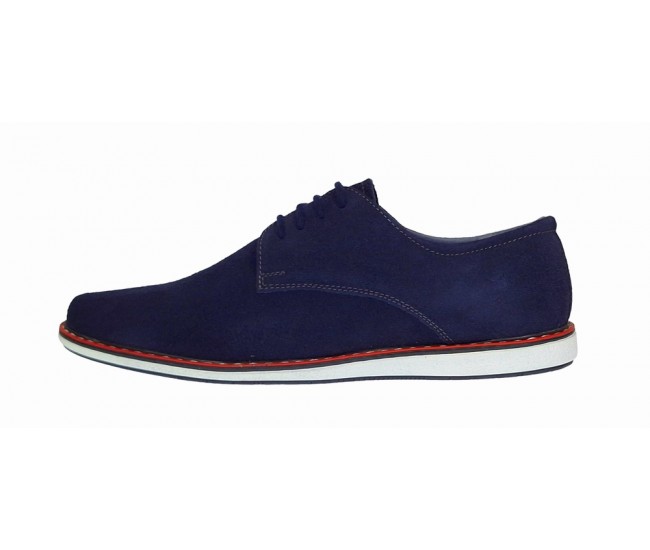 Pantofi barbati casual din piele naturala intoarsa bleumarin 881BLMVEL