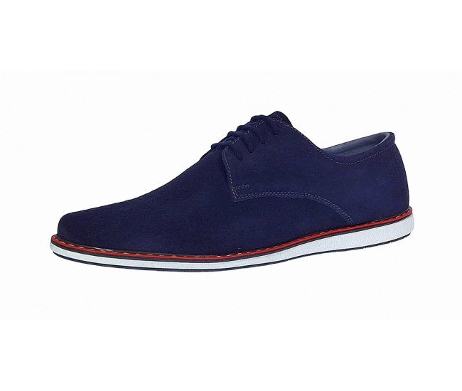 Pantofi barbati casual din piele naturala intoarsa bleumarin 881BLMVEL