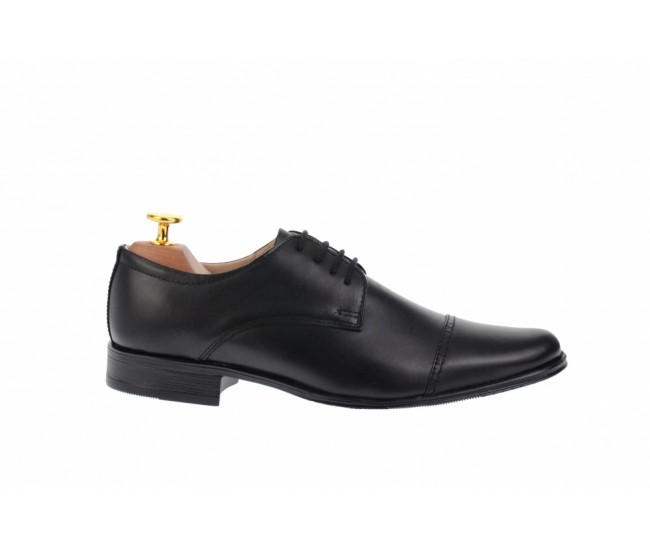 Pantofi barbati eleganti din piele naturala neagra - 959NBOX