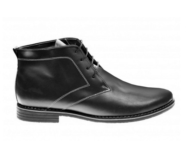 Ghete barbati casual, elegante din piele naturala imblanite, negru - BONDN