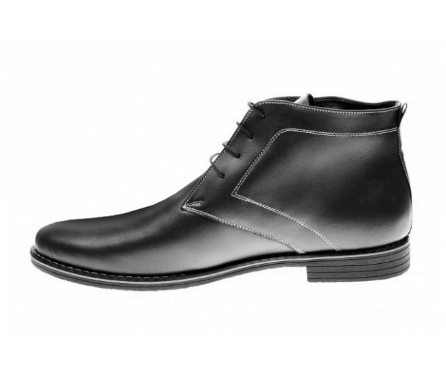 Ghete barbati casual, elegante din piele naturala imblanite, negru - BONDN