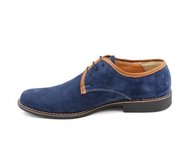 Pantofi barbati casual, din piele naturala, culoare bleumarin P34BLUE