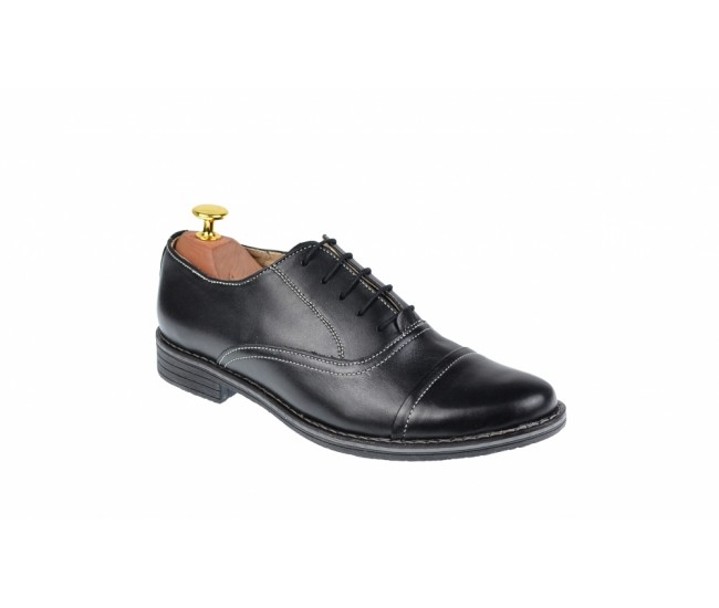 Pantofi barbati casual din piele naturala neagra P32NBOX