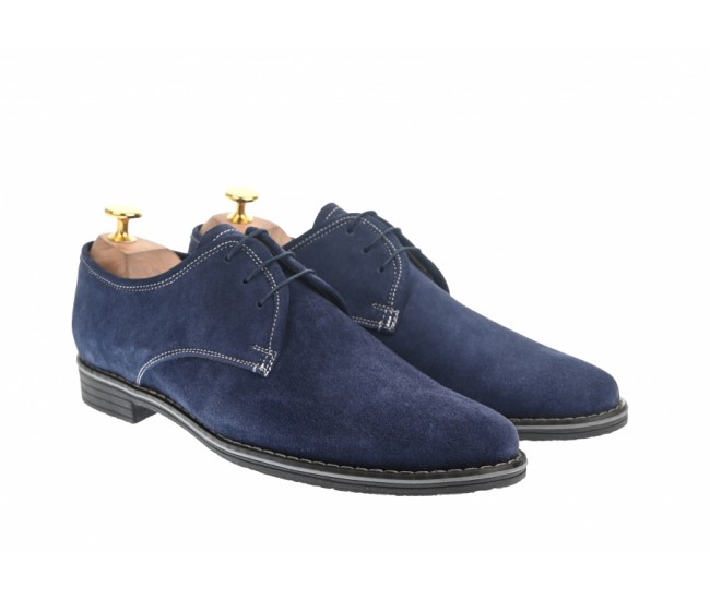 Pantofi barbati casual din piele naturala, culoare bleumarin 336BLM