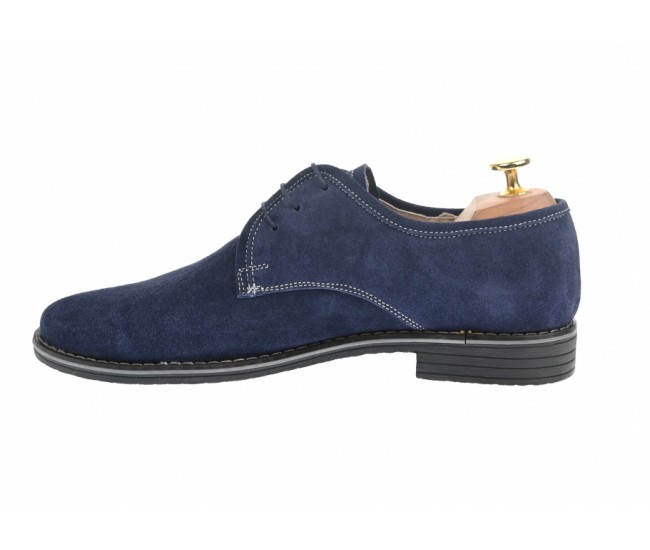 Pantofi barbati casual din piele naturala, culoare bleumarin 336BLM