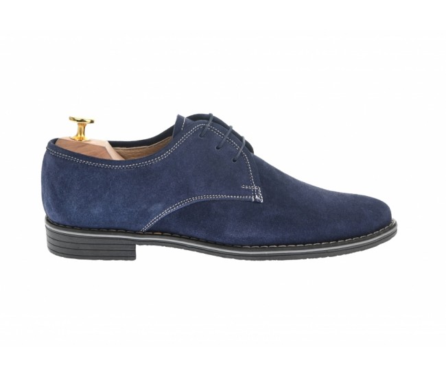 Pantofi barbati casual din piele naturala, culoare bleumarin 336BLM