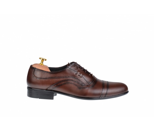 Pantofi Barbati Office, Eleganti, din Piele Naturala, cu Elastic, Maro, CIUCALETI SHOES