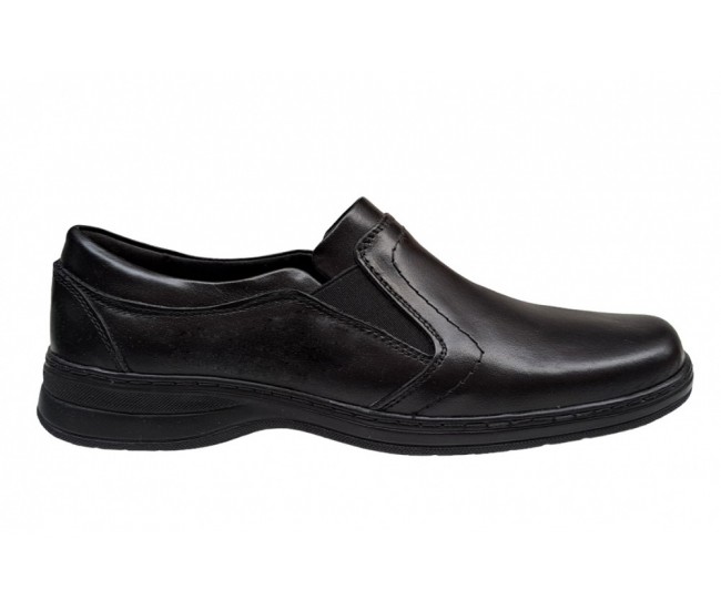 Pantofi barbati casual din piele naturala, cu elastic, marimi 39 la 47, pe calapod lat GKR08N