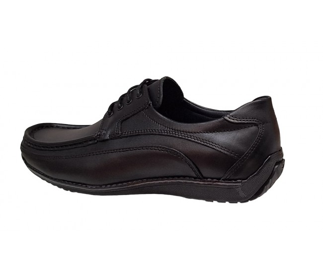 Pantofi barbati casual din piele naturala cu siret Negru GKR100N