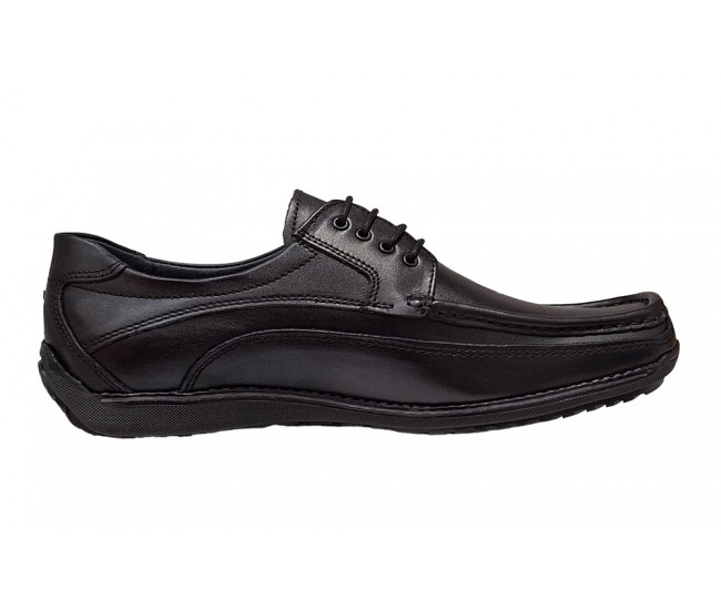 Pantofi barbati casual din piele naturala cu siret Negru GKR100N