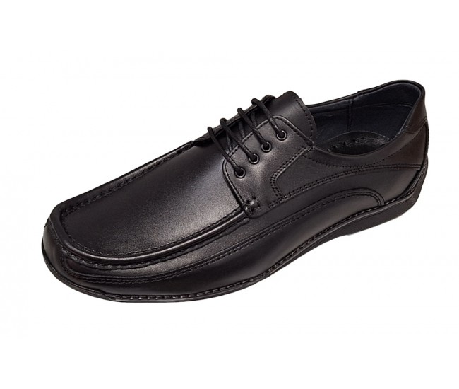 Pantofi barbati casual din piele naturala cu siret Negru GKR100N